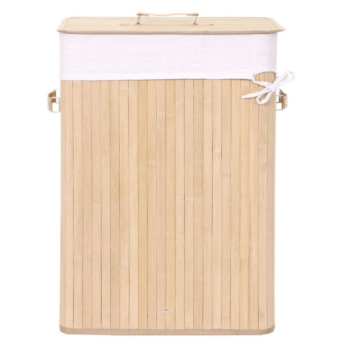 WÄSCHEKORB Buche Dekor, Cremeweiß - Buchefarben/Creme, Holz (43/61/32cm) - MCW