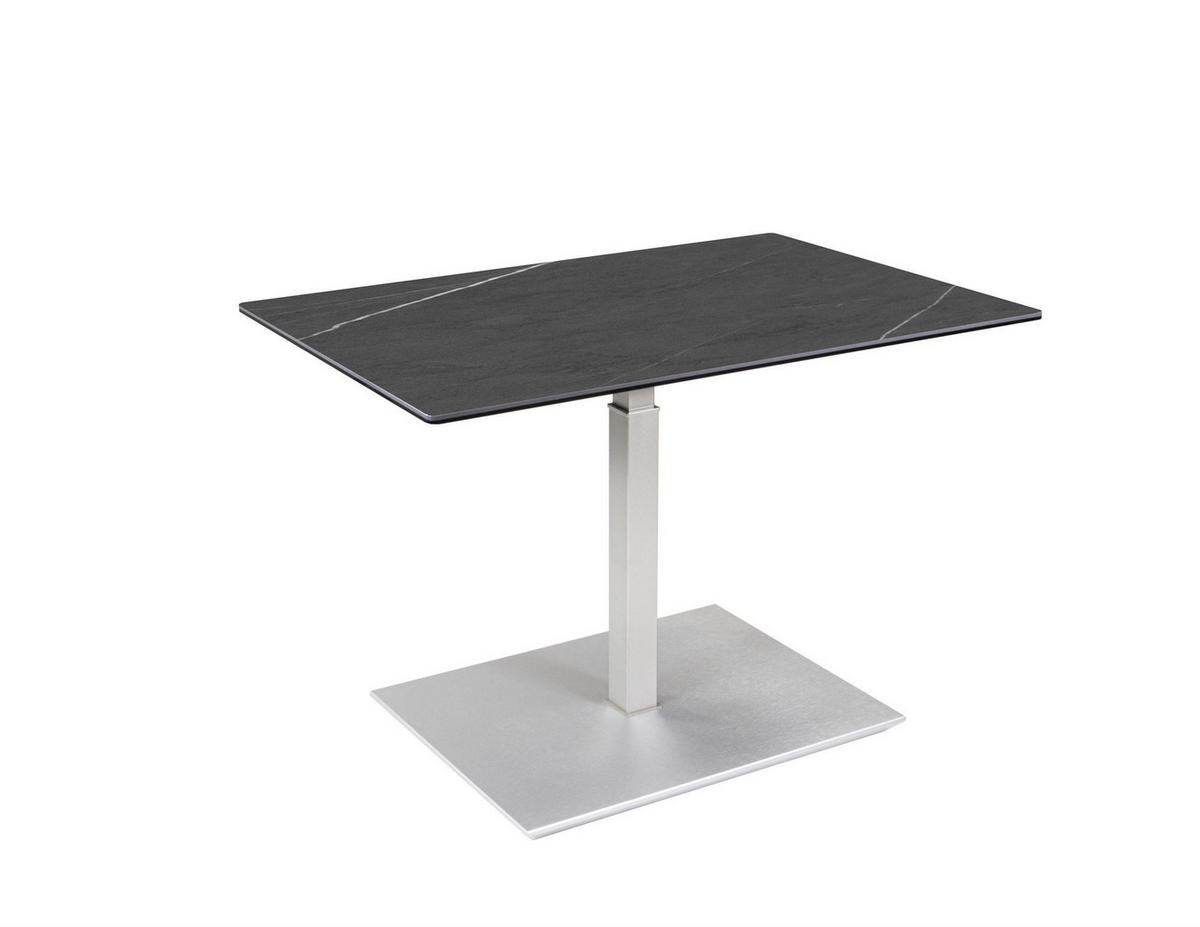 COUCHTISCH Ceara 90x60x47 höhenverstellbar Perlsilber/Marmara Nero - Grau, Keramik (90/60/47cm) - 58aufmkessel