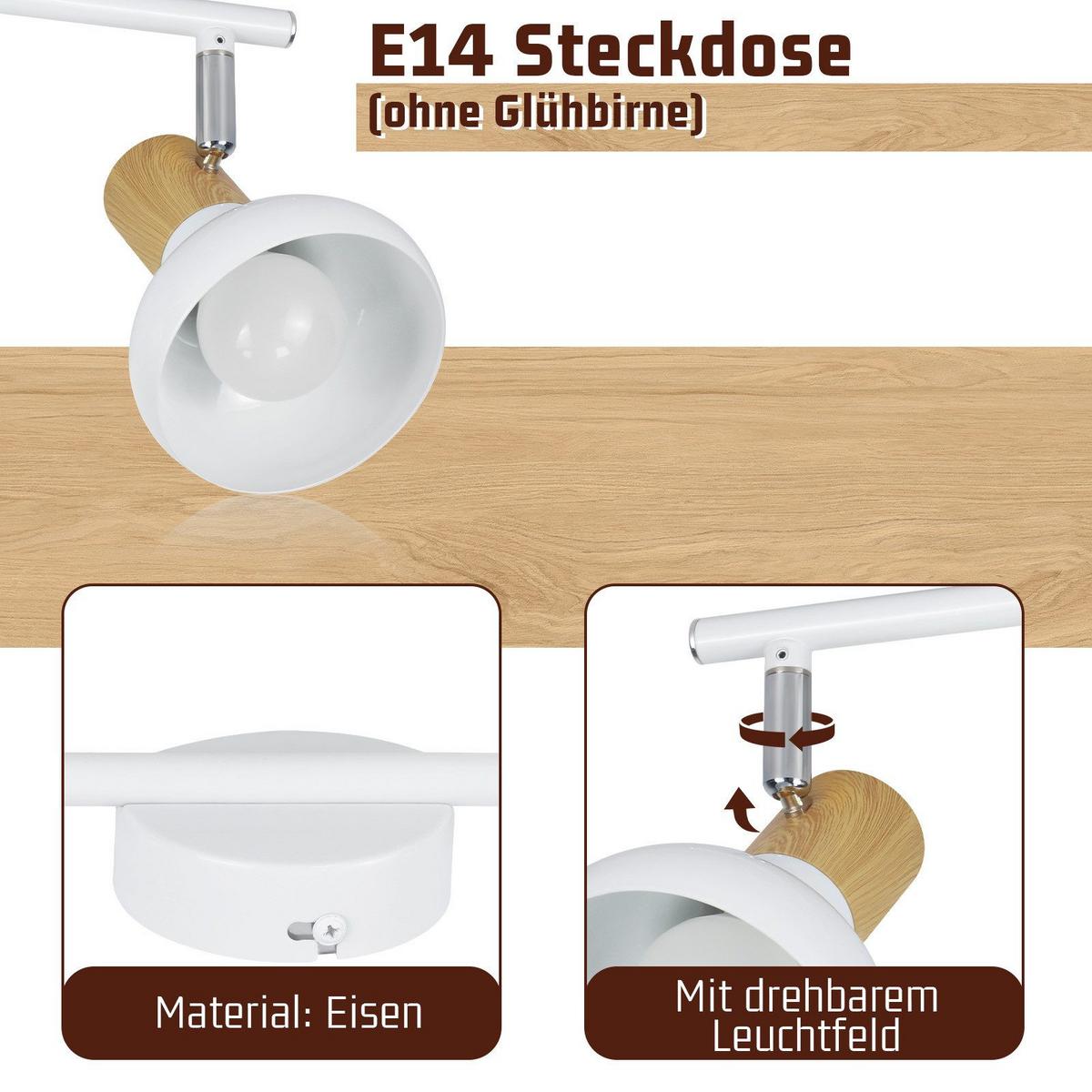 DECKENSTRAHLER Farley 2-flammig 25.5/11/15.5 cm - Weiß, Metall (25.5/11/15.5cm) - Nettlife