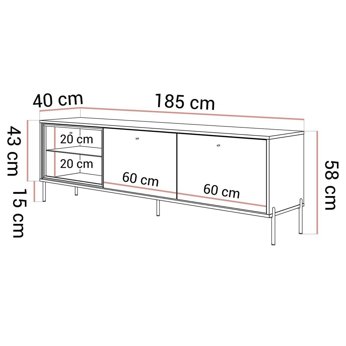 TV-SCHRANK ISA, mit LED-Beleuchtung auf hohen Beinen - Eichefarben, Holzwerkstoff (185/58/40cm) - Lookway