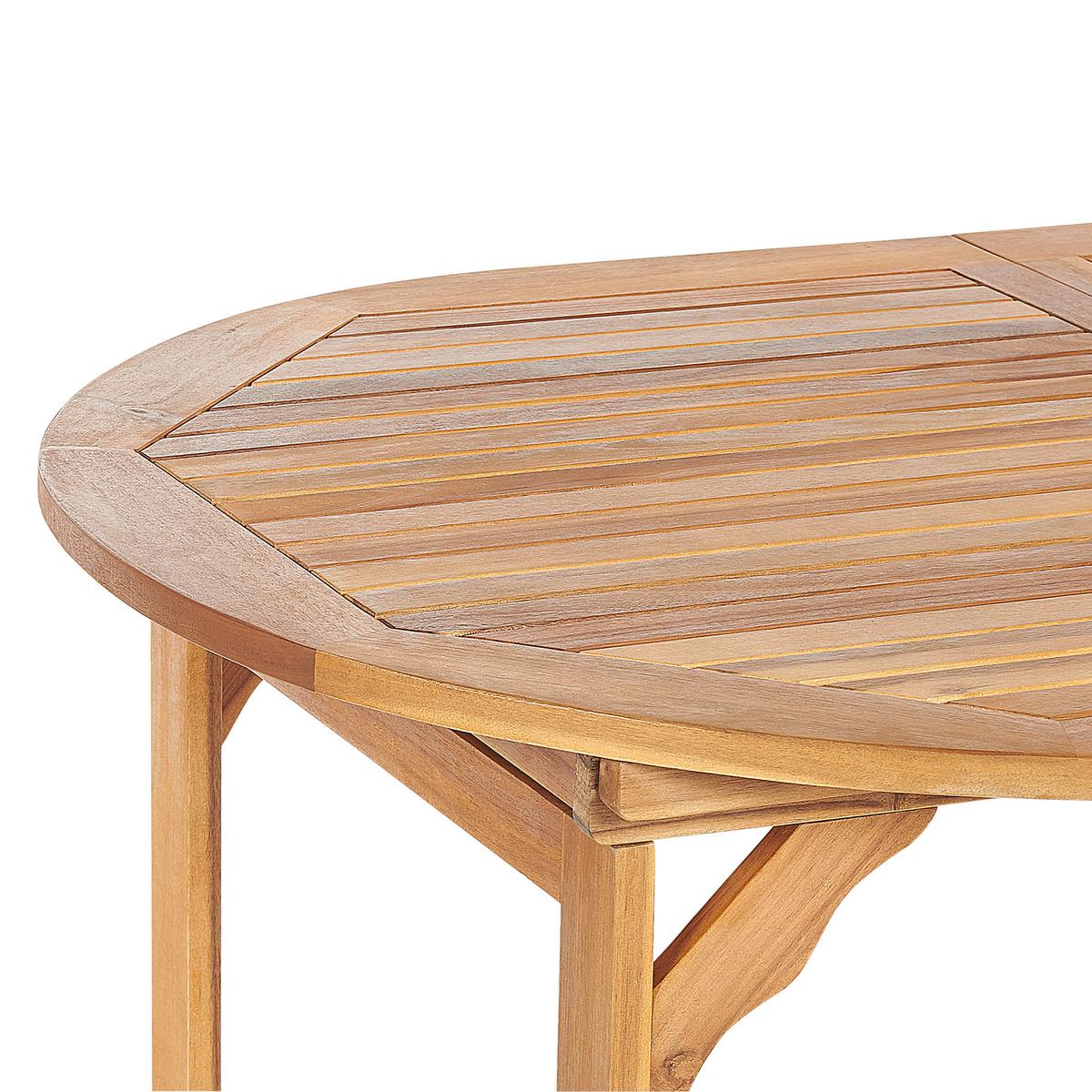 GARTENTISCH Akazienholz hellbraun 160/220/100 cm ausziehbar Maui - Hellbraun, Holz (160/100/74cm) - Beliani