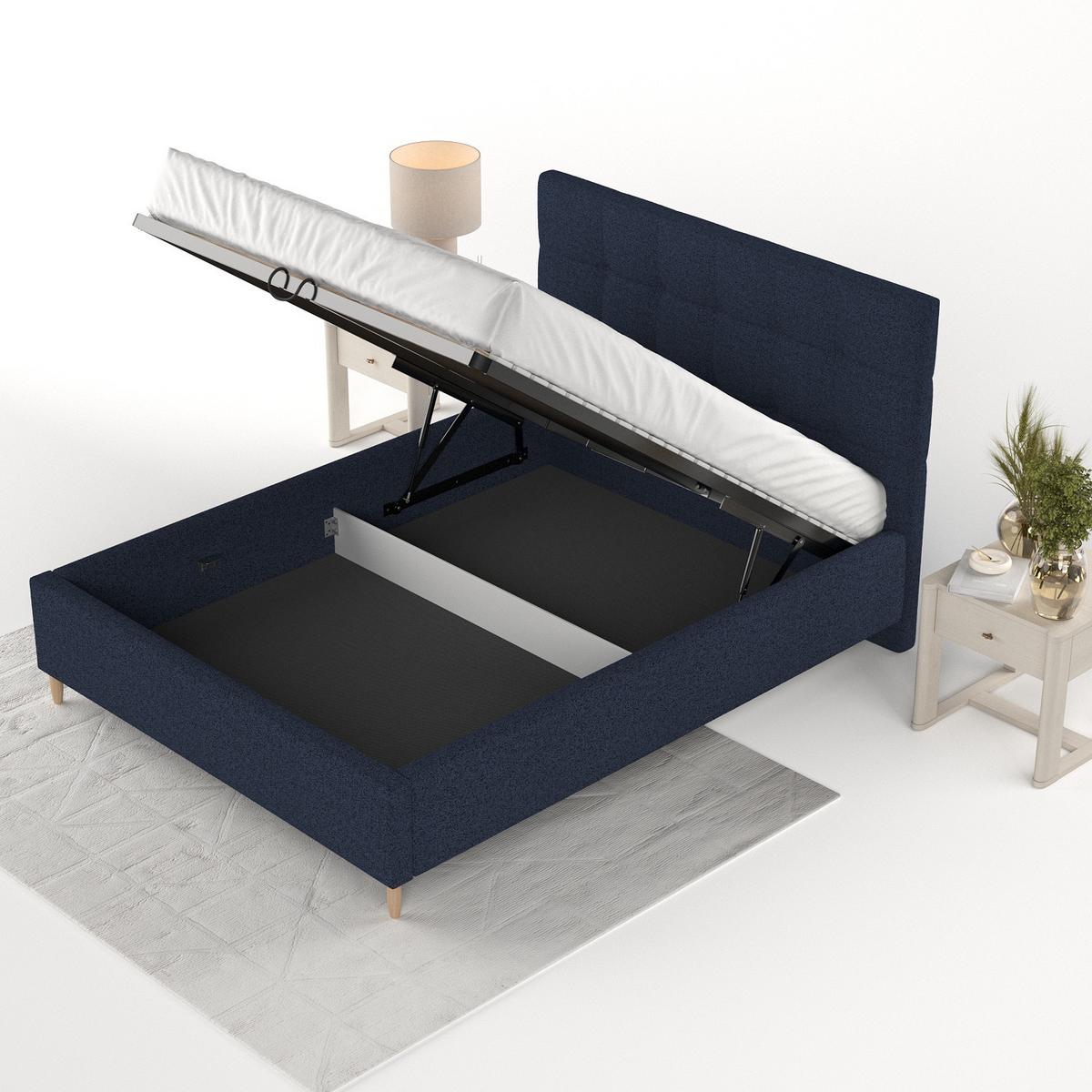 POLSTERBETT Cora 140/200 cm Marineblau im Riva Stoff - Naturfarben/Dunkelblau, Holz/Holzwerkstoff (140/200cm) - AltaBeds