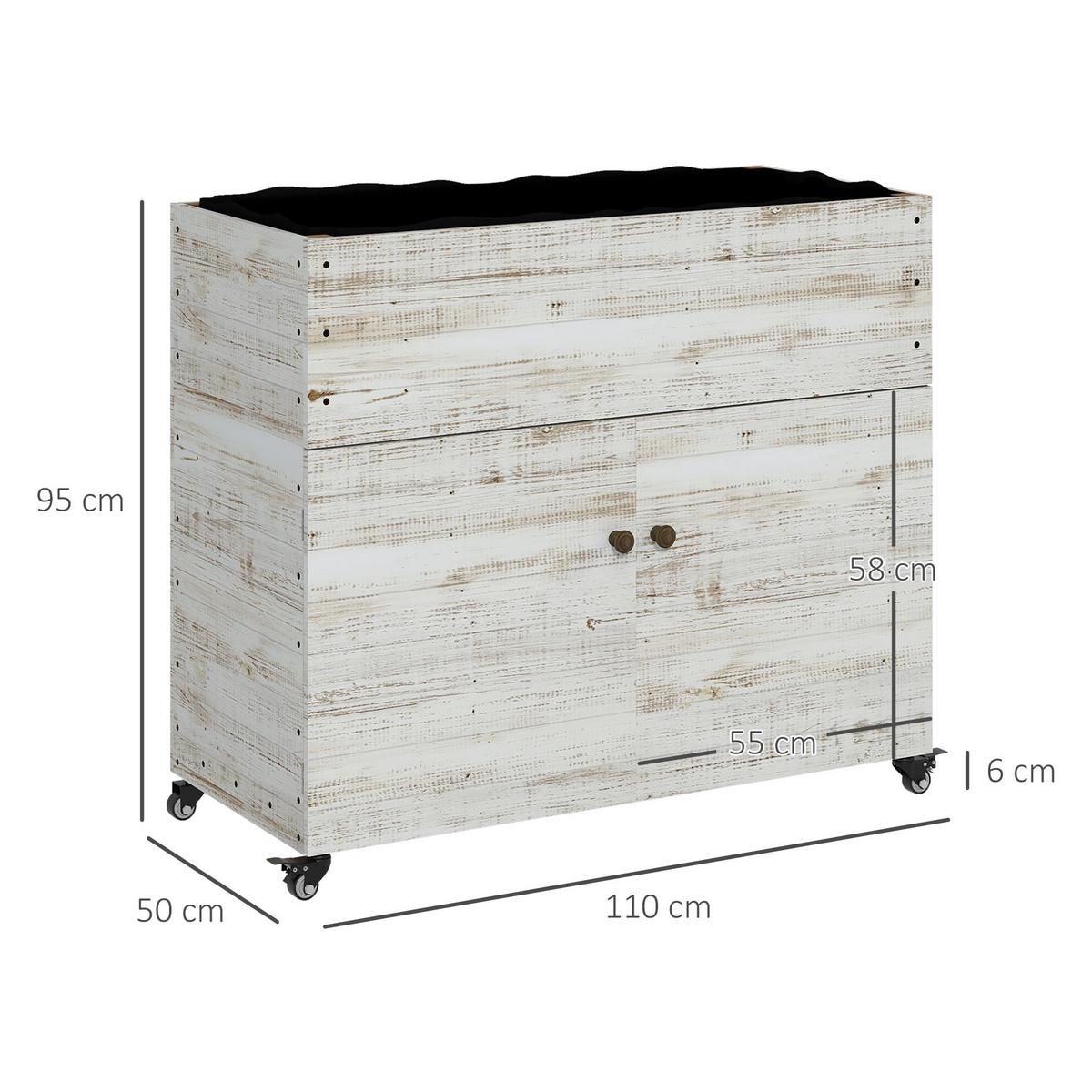 HOCHBEET, Weiß, Tannenholz - Weiß, Holz (50/95/110cm) - Outsunny