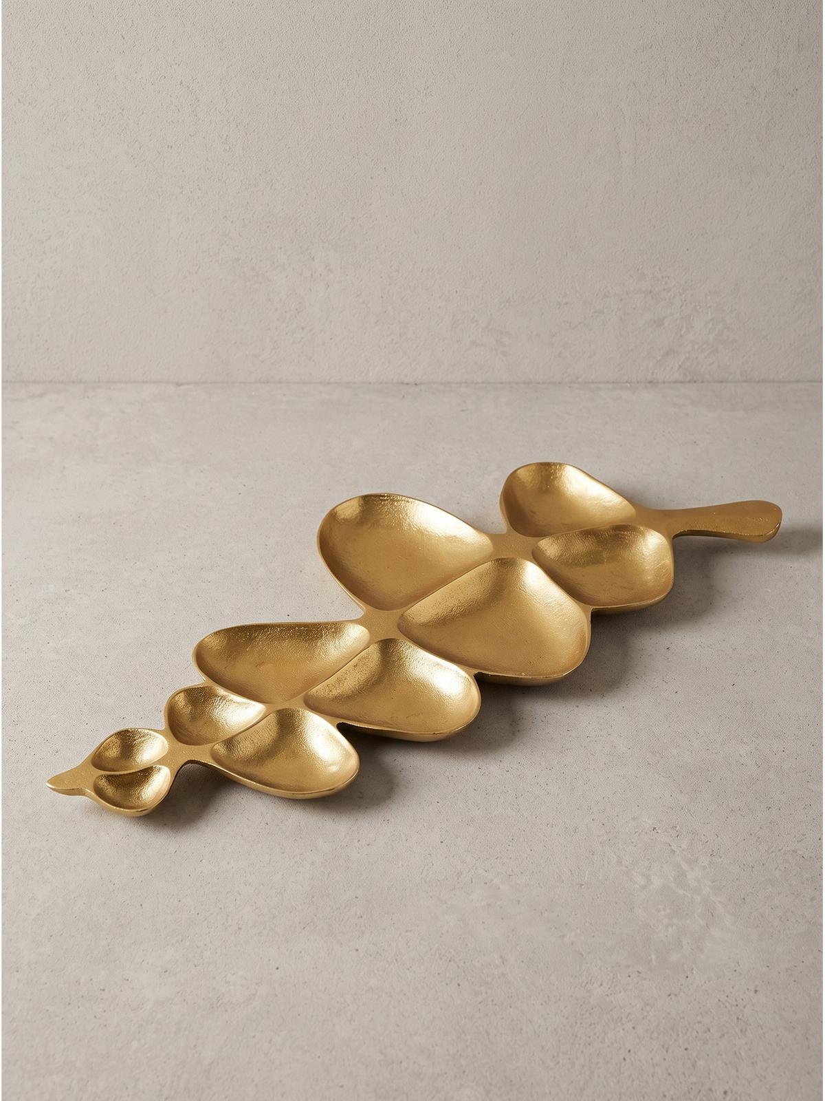 DEKOSCHALE NUMANA, Aluminium, handgefertigt, Gold, 60,5 x 17,5 x 3 cm - Goldfarben, Metall (3cm) - KADIMA DESIGN