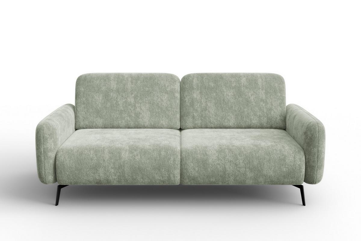 SOFA FEBE 3-Sitzer, hellgrüner Chenille-Stoff - Schwarz/Hellgrün, Holz/Textil (190/82/96cm) - Wozimo