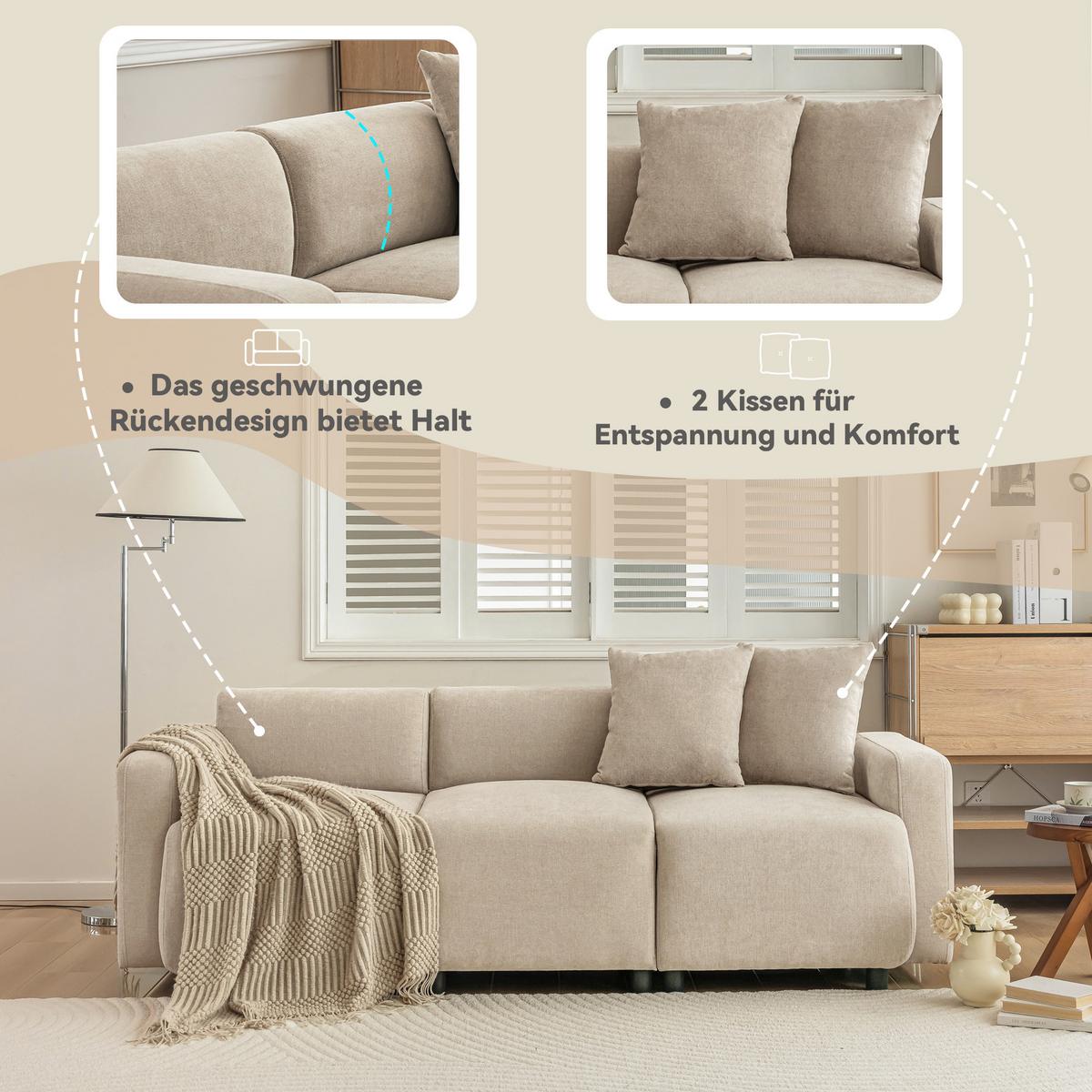 3-SITZER-SOFA Beige - Beige, Holz (211/71/67cm) - Urban Meuble