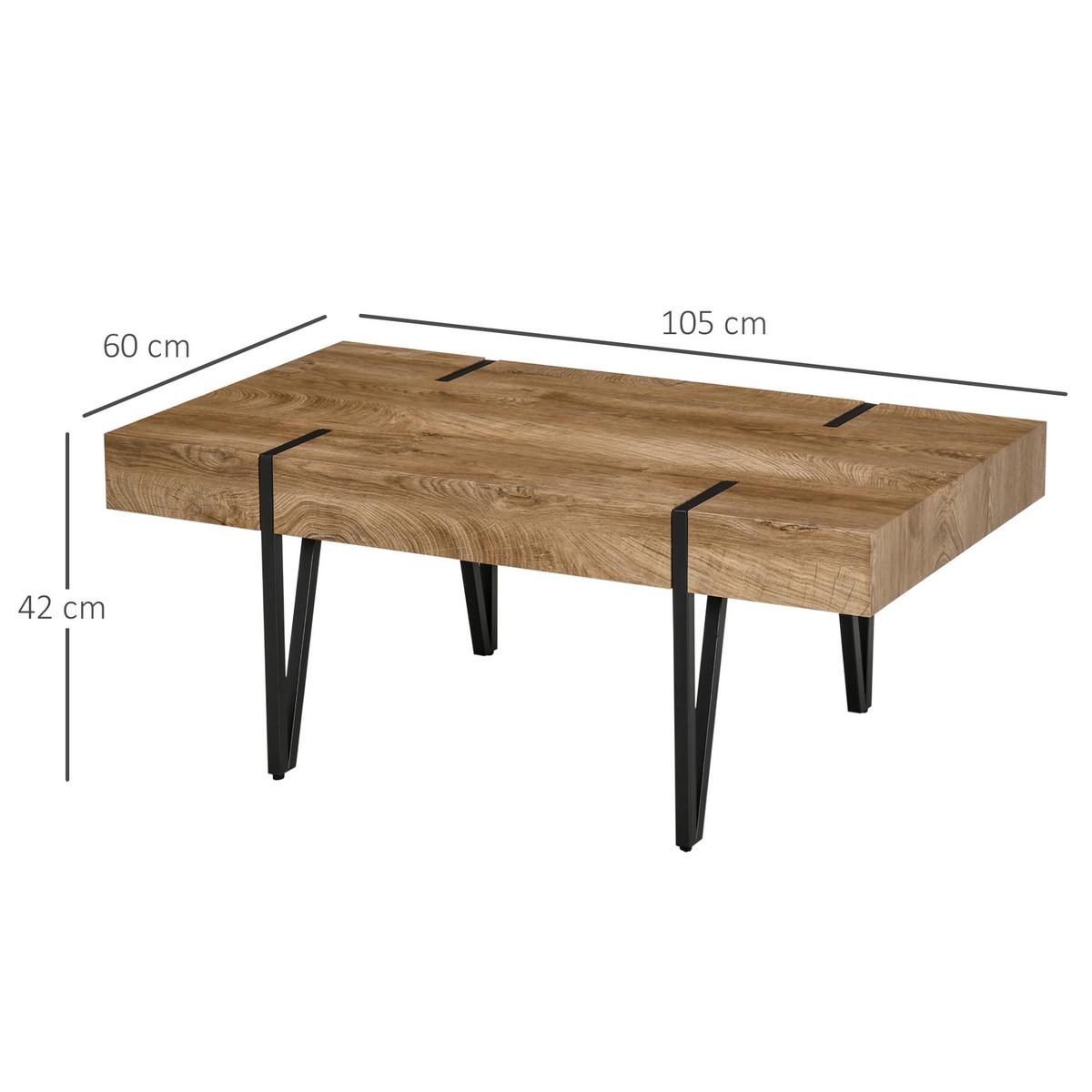 COUCHTISCH Beistelltisch Kaffeetisch mit verstellbaren Fußstützen Sofatisch - Naturfarben, Kunststoff (105/60/42cm) - HOMCOM