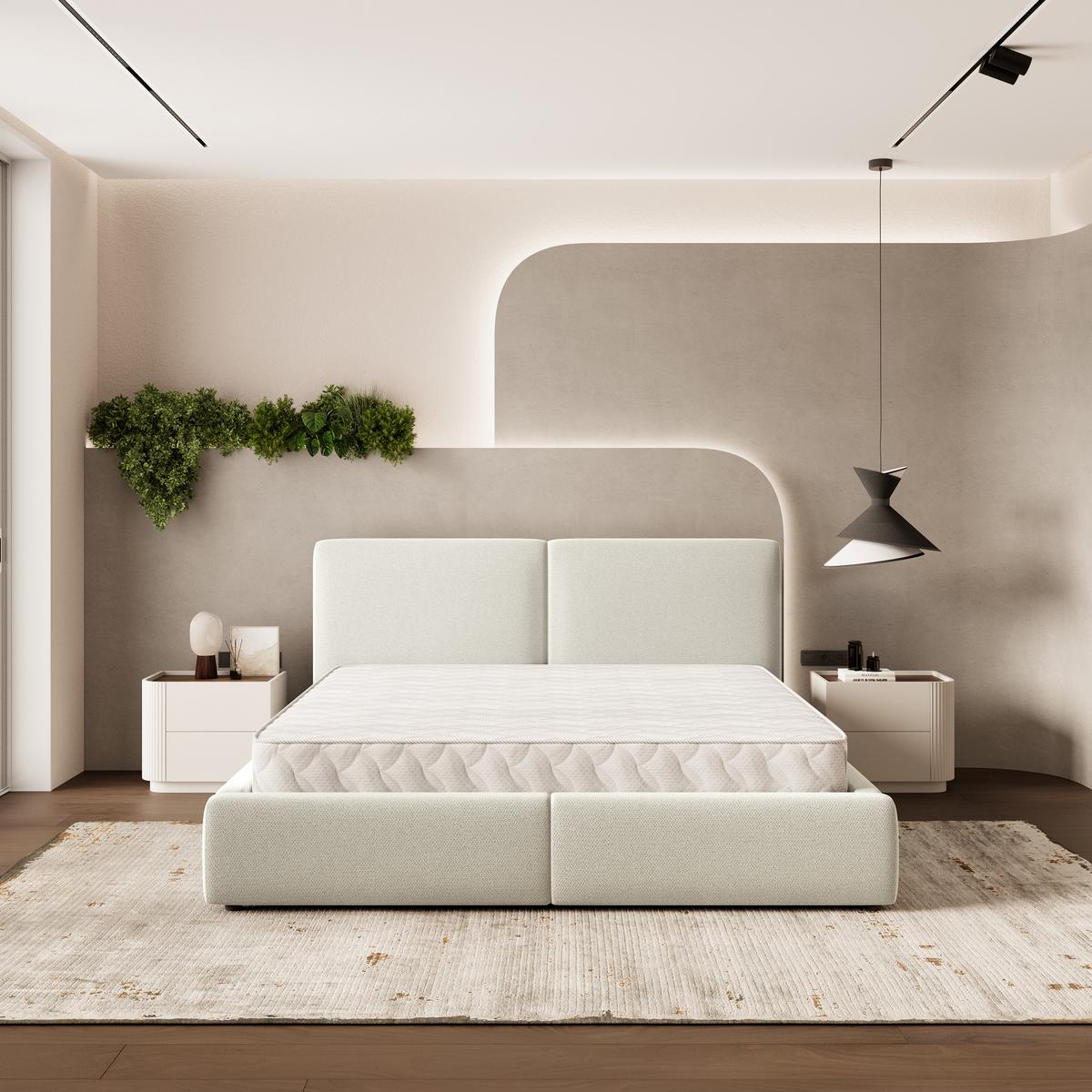 POLSTERBETT FELURO SR 200x200 cm mit Bettkästen - Creme - Creme, Holz/Textil - MASSENO