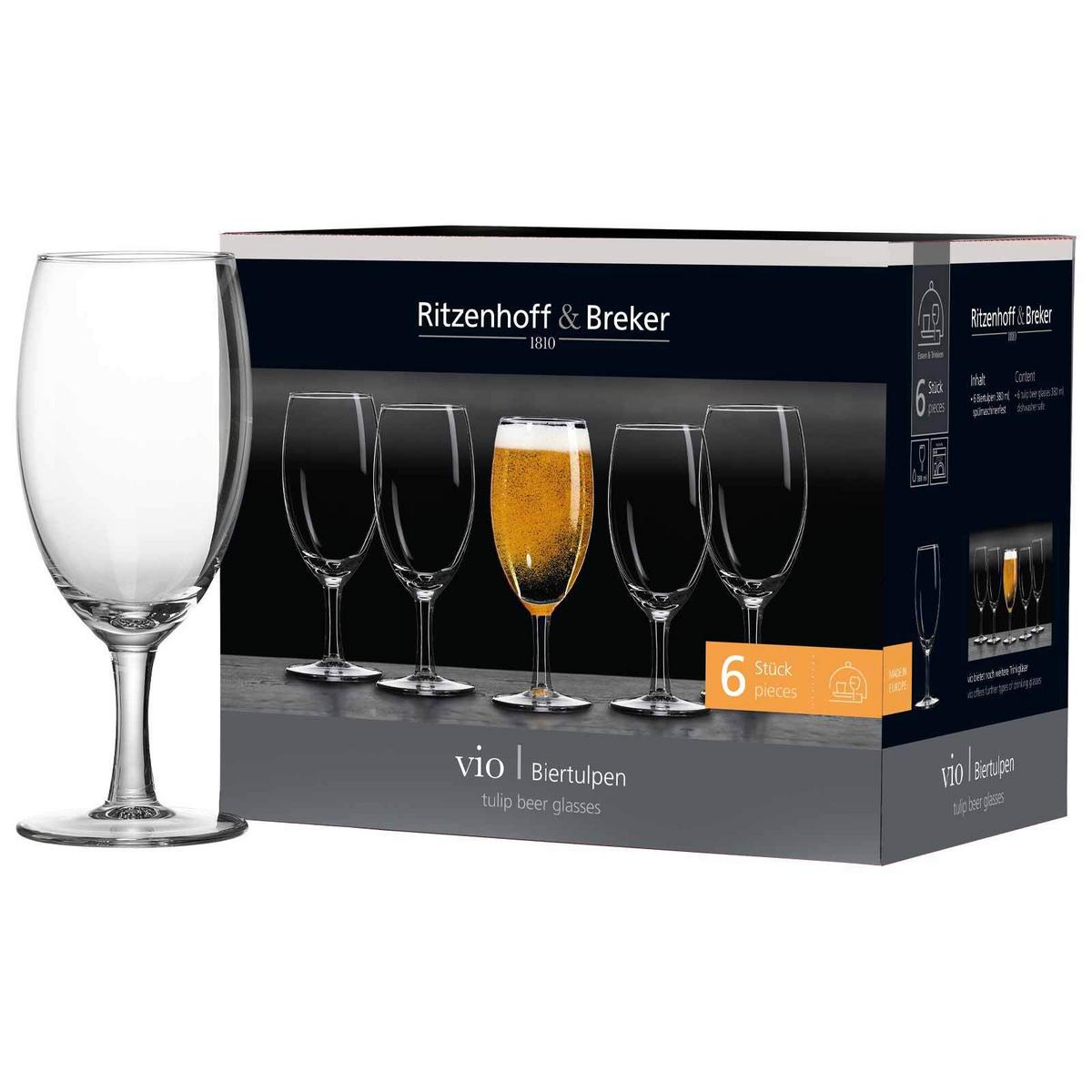 BIERGLÄSER Vio transparent 380 ml 6er Set - Transparent, Glas (0.38L) - Ritzenhoff Breker