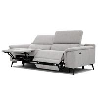 RELAXSOFA FIERO 3-Sitzer mit 2 Relaxfunktionen, hellgrau - Hellgrau/Schwarz, Holzwerkstoff/Textil (212/82/103cm) - Wozimo