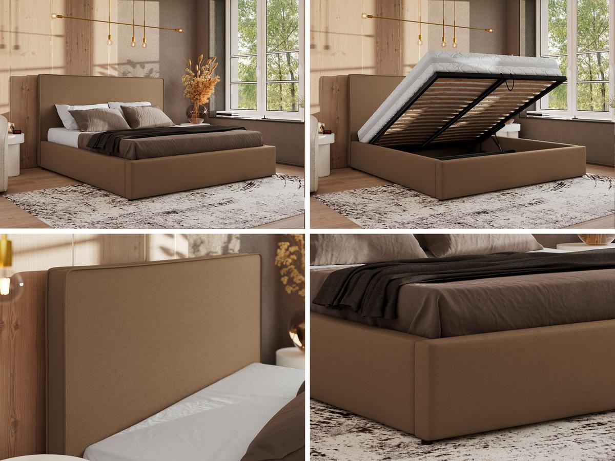 POLSTERBETT CORIVO CLASSIC 140/200 - Braun Kunstleder - ohne Matratze - Braun, Textil (140/200cm) - MKS