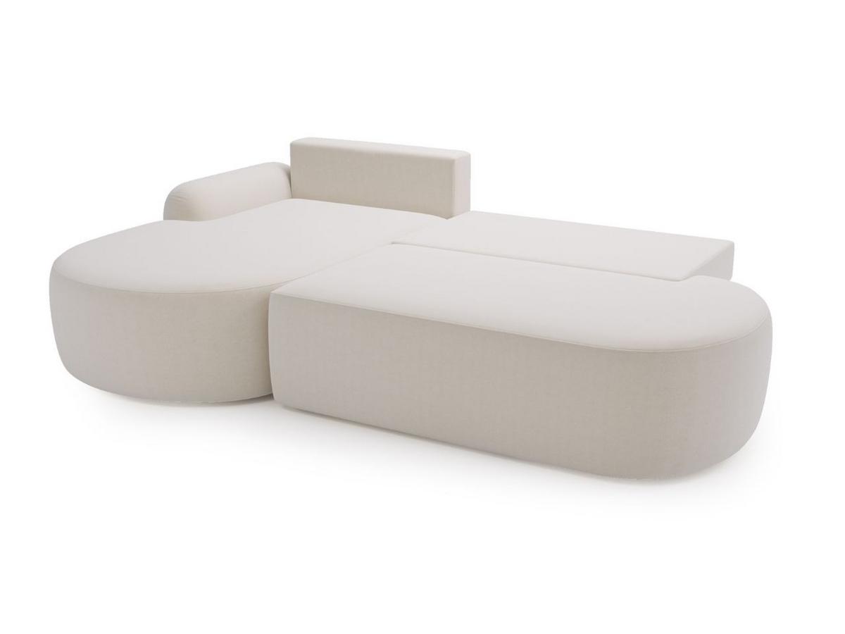 ECKSOFA Aurio O Bouclé-Stoff Weiß Links - Weiß, Holz/Textil (271/177cm) - Graingold