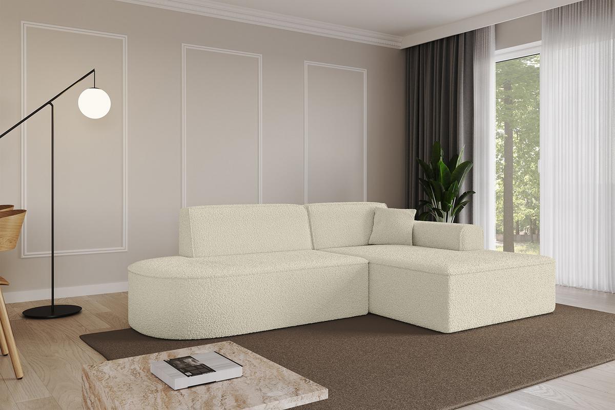 ECKSOFA Ottomane Rechts IREA-L1-v3 - 232x165x77 cm Beige - Hellbraun/Creme, Holzwerkstoff/Textil (232/165cm) - ALTDECOR