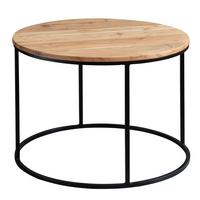 COUCHTISCH Naturholz mit stabiler Konstruktion und runder Ablage, Belastbarkeit 50 kg - Beige/Schwarz, Holz/Metall (60/60/43cm) - KADIMA DESIGN