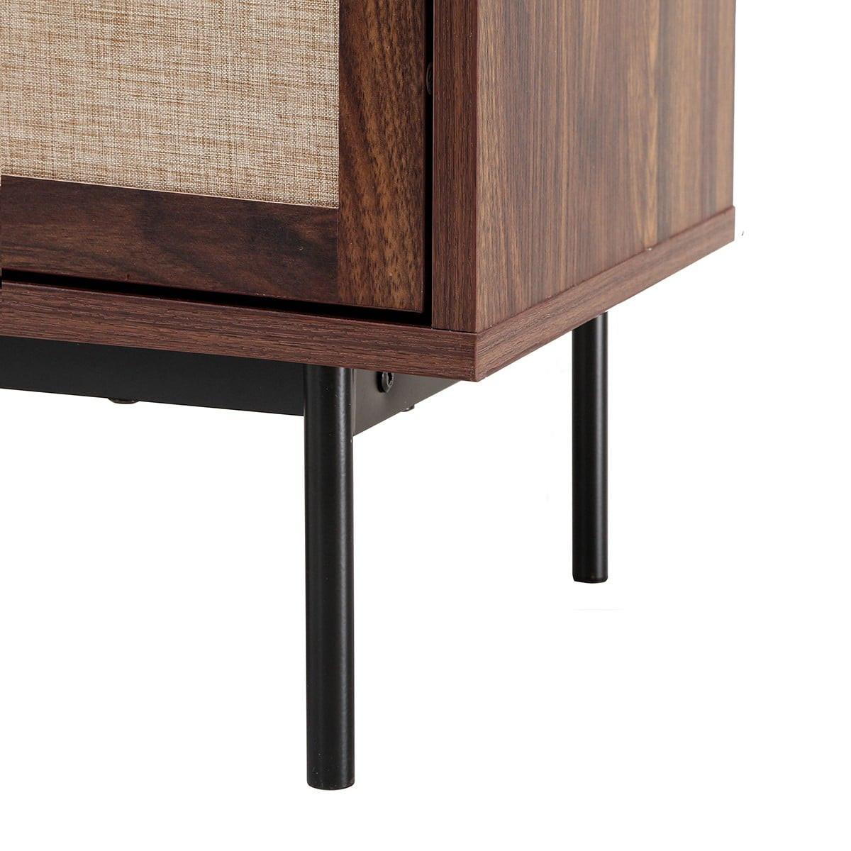 HIGHBOARD 2 Türen 2 Schubladen aus Textil und Walnuss-Dekor 120/40/80 cm - Nussbaumfarben, Holzwerkstoff (39.5/120/47cm) - Calicosy