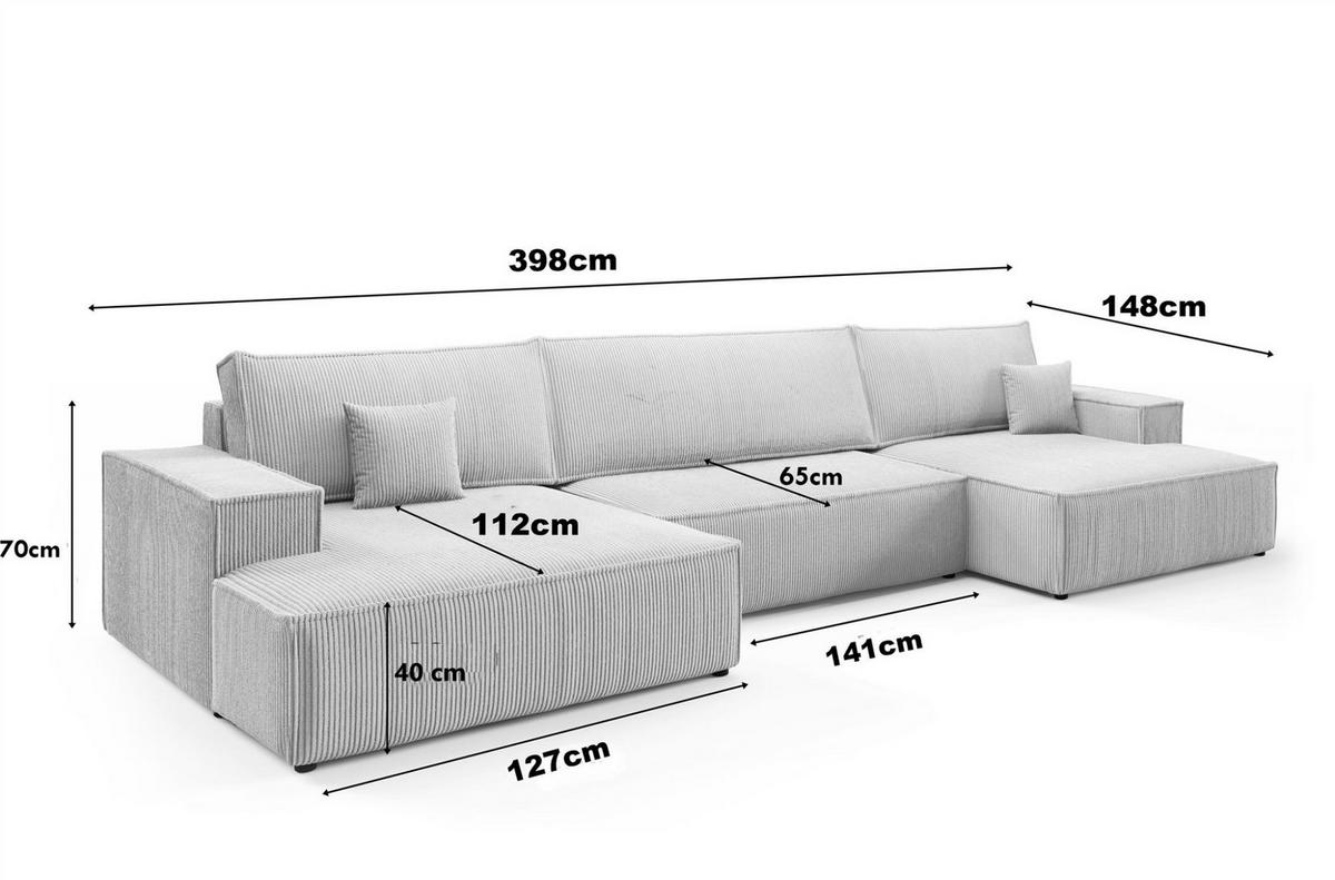 WOHNLANDSCHAFT Corunia - Grün, Holzwerkstoff/Textil (398/70/148cm) - Fun Möbel
