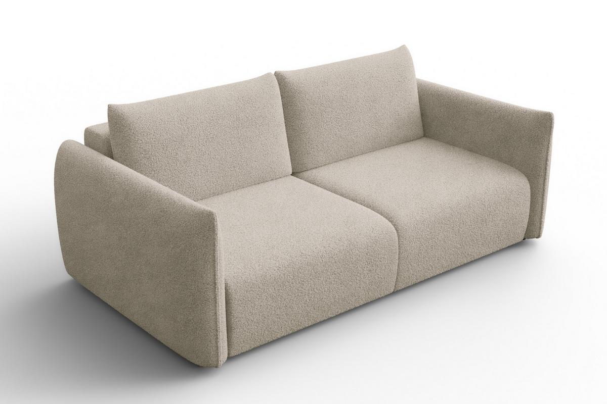 SOFA TAUER 3-Sitzer, Bouclé-Stoff beige - Beige/Schwarz, Holz/Textil (206/84/112cm) - Courtois Laville
