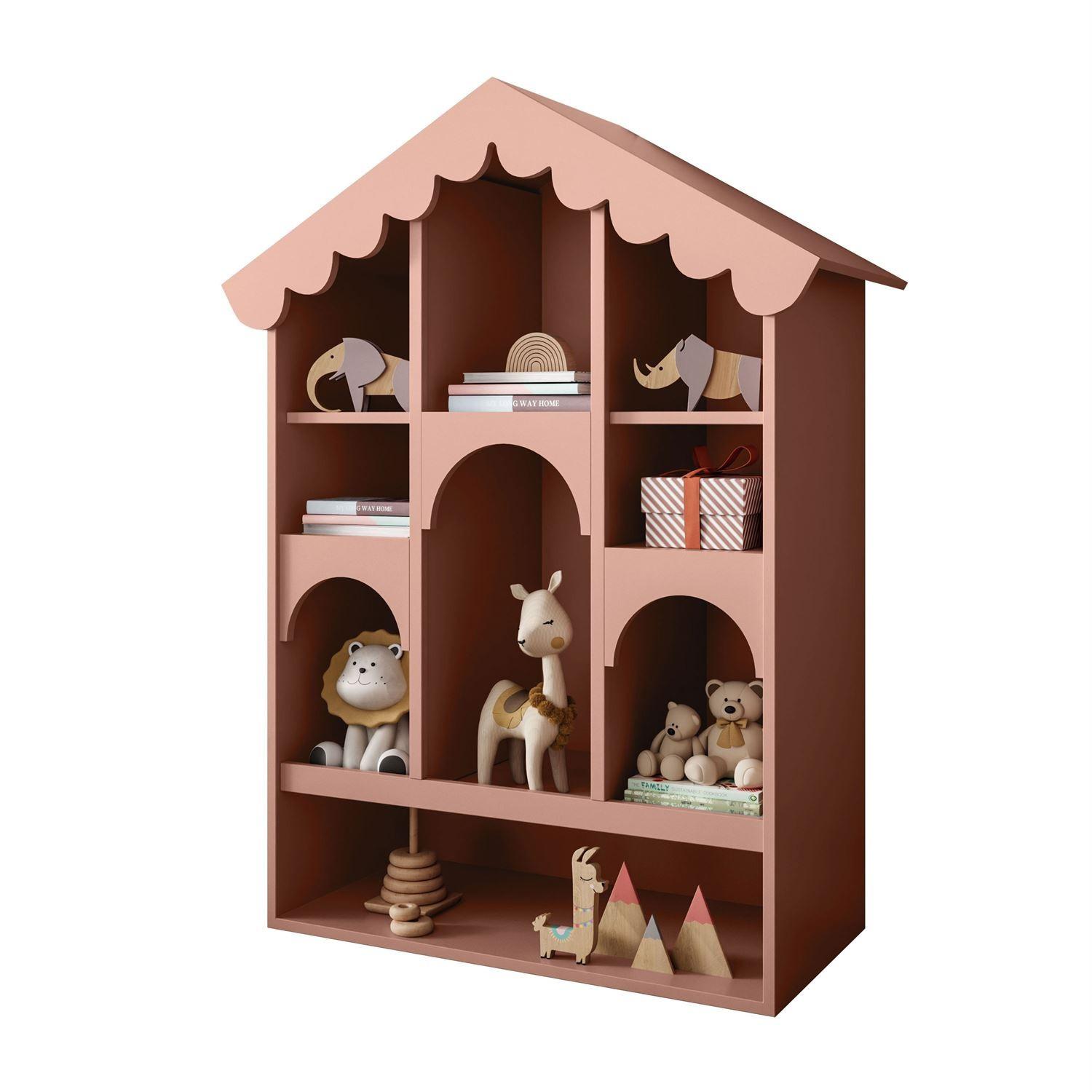 BABYREGAL BABUSHKA – Puppenhaus-Design, Natürlich Rosa - Rosa, Holzwerkstoff (90/119/39cm)