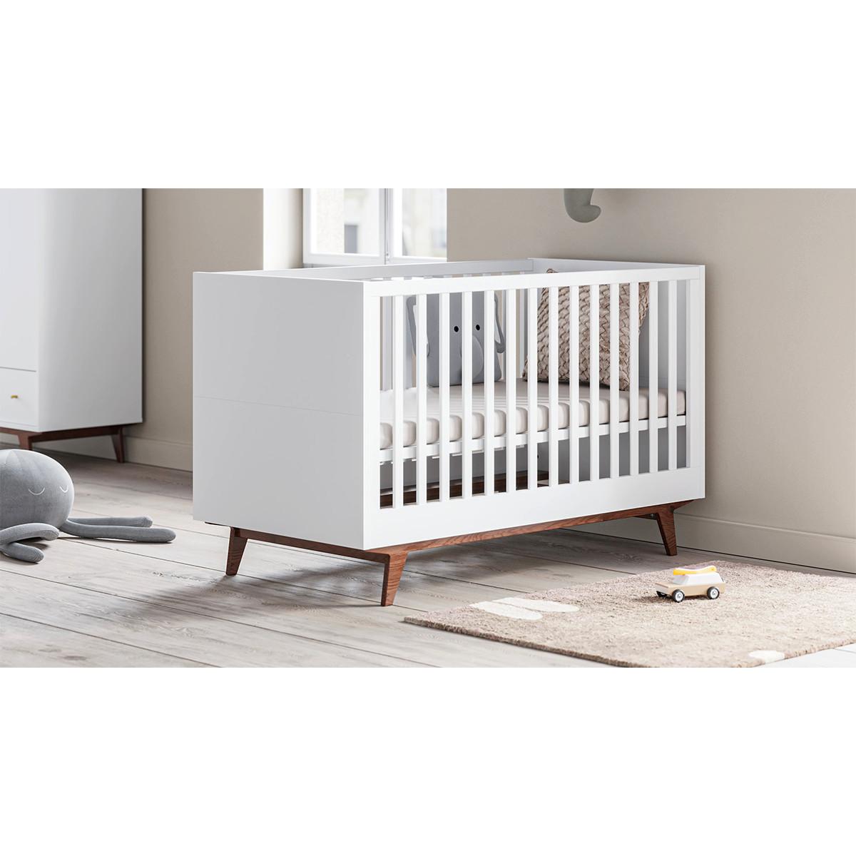 BABYZIMMER 2-teilig Mid Weiß und Holz - Weiß, Holzwerkstoff (144/90/75cm) - Petits-meubles