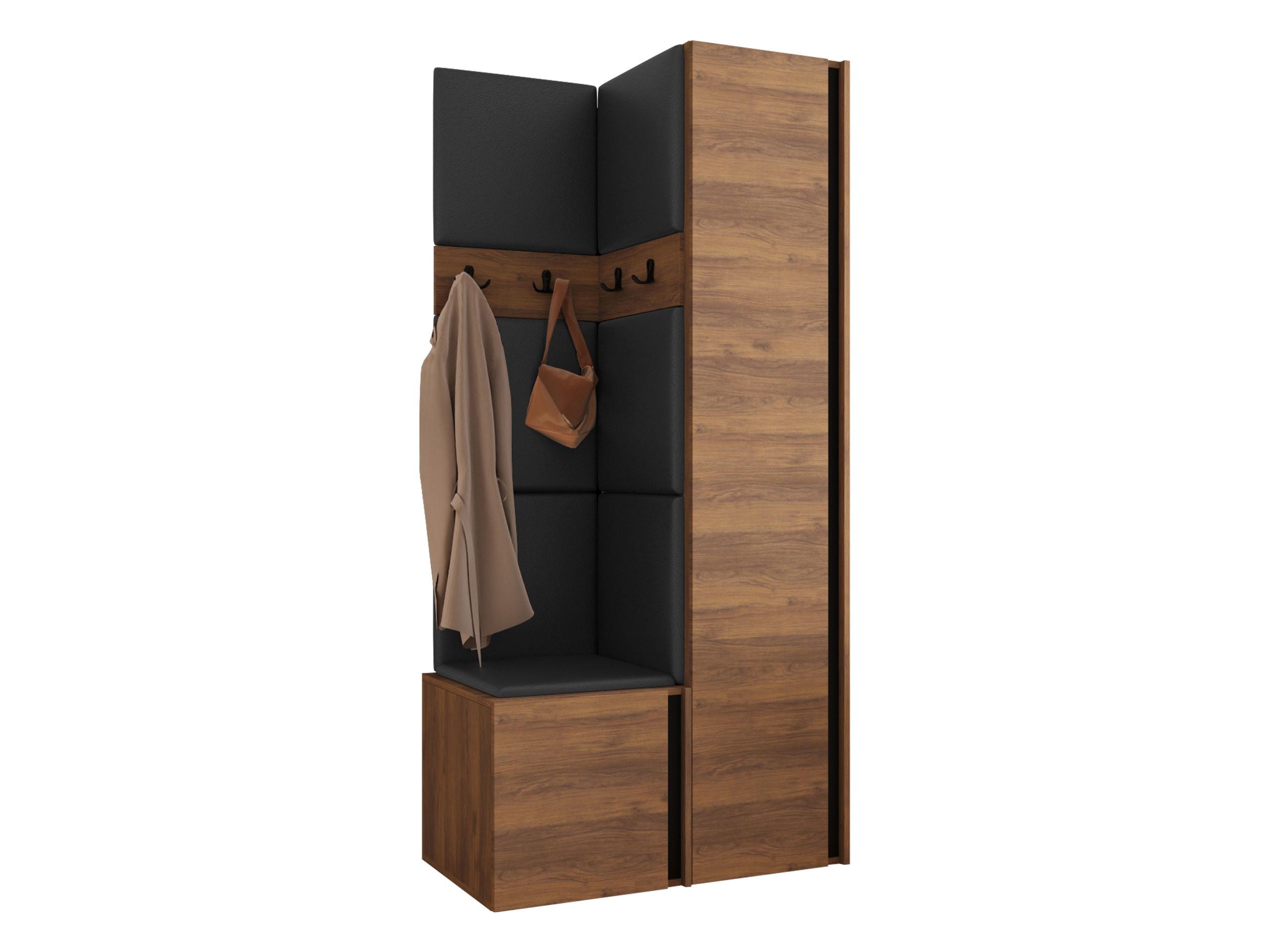GARDEROBEN-SET Orion XXIV - Nussbaumfarben/Schwarz, Holzwerkstoff/Kunststoff (82/186/46cm) - MIRJAN24