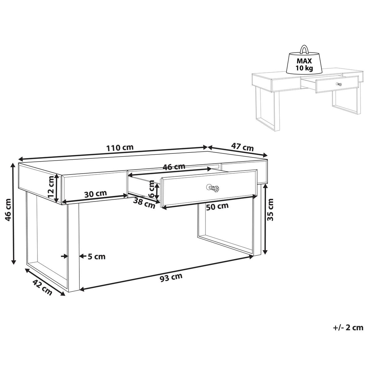 COUCHTISCH Silber mit Schublade verspiegelt Nesle - Silberfarben, Glas (47/110/46cm) - Beliani
