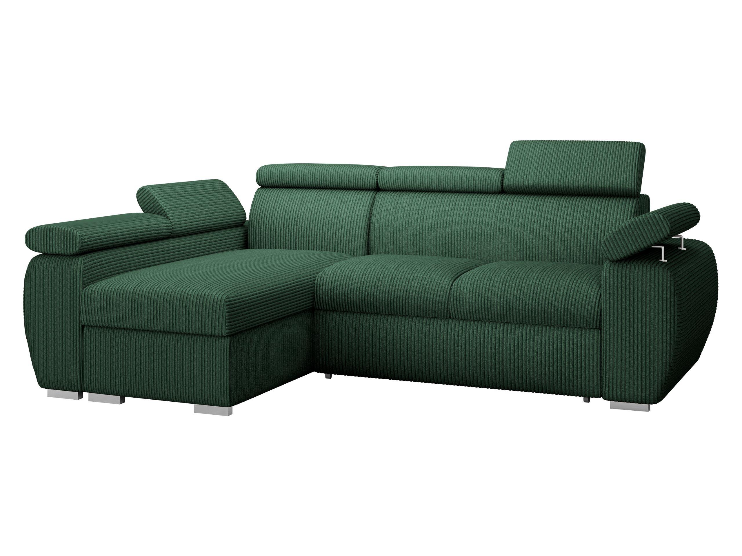 ECKSOFA Boston Mini Premium Cord 2RLC, Seite: Links LC+2R - Chromfarben/Grün, Holz/Textil (255/170cm) - MIRJAN24