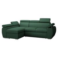 ECKSOFA Boston Mini Premium Cord 2RLC, Seite: Links LC+2R - Chromfarben/Grün, Holz/Textil (255/170cm) - MIRJAN24