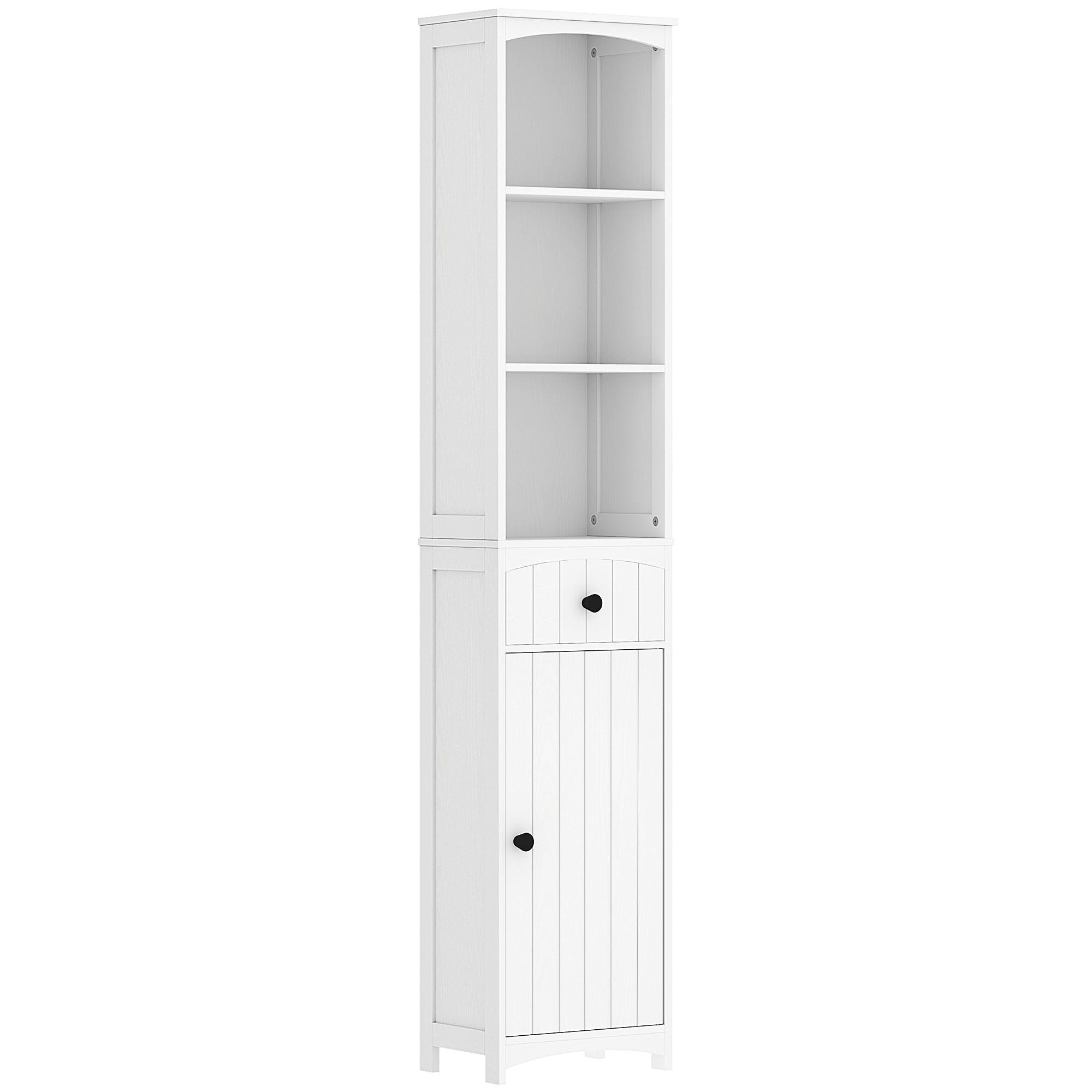 HOCHSCHRANK mit 3 Regalen, 1 Schublade, Weiß, 34x24x170,5cm - Weiß, Holz (24/170.5/34cm) - HOMCOM