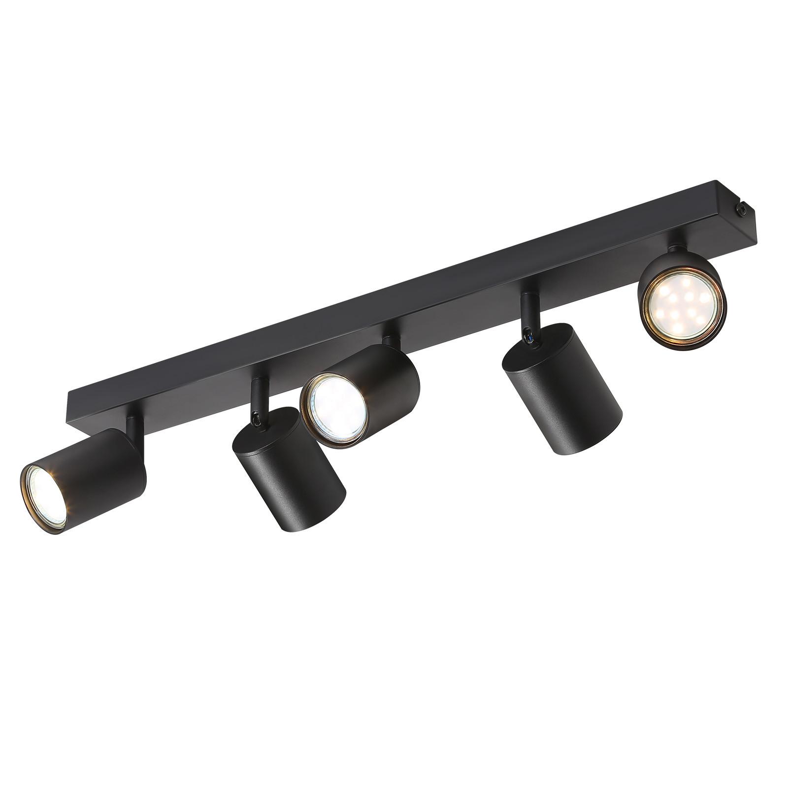 DECKENSTRAHLER Roger 5-flammig 55/3/14 cm - Schwarz, Metall (55/3/14cm) - Nettlife