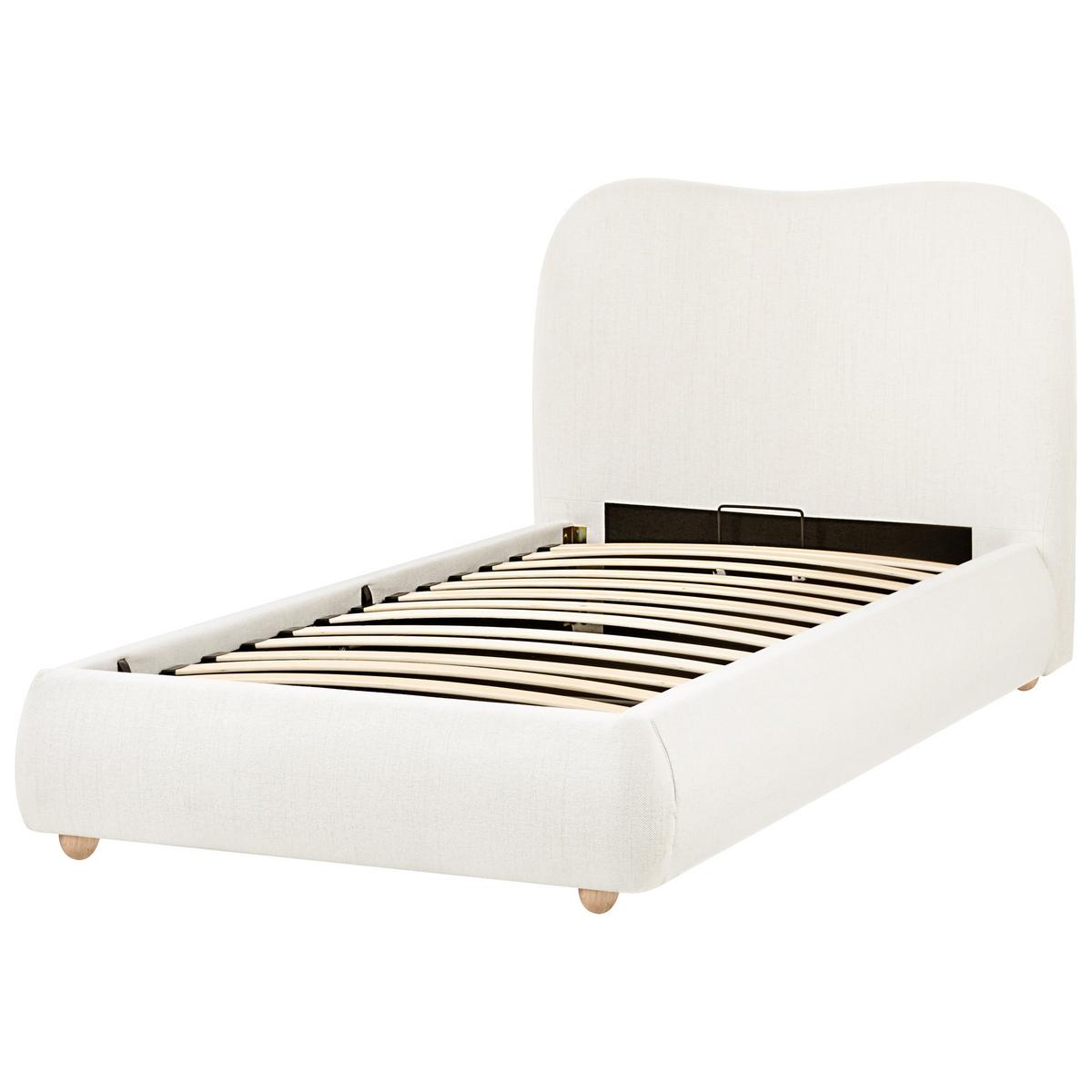 BETT mit Stauraum 90/200 cm Stoff Cremeweiß Blagnac - Creme, Textil (90/200cm) - Beliani