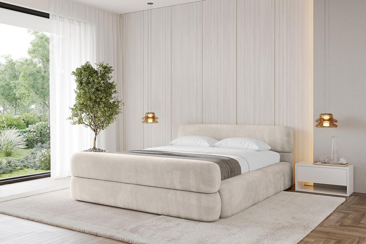 POLSTERBETT mit Bettkasten, Fußteil und Lattenrost, Boxbett mit Matratze H3/H4 - ENORA-Z-V1 180x200 Beige - Beige, Holzwerkstoff/Textil (180/200cm) - ALTDECOR