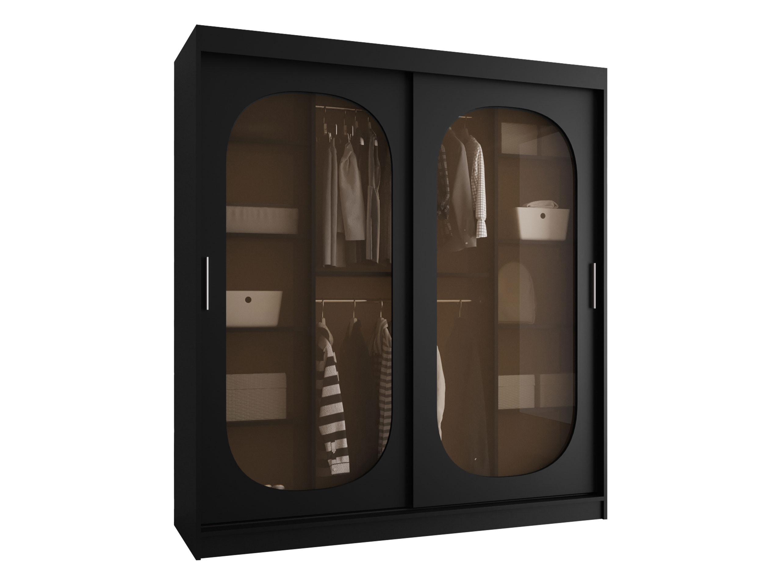 SCHWEBETÜRENSCHRANK Bahrajn 180 - Silberfarben/Schwarz, Holzwerkstoff/Kunststoff (180/200/62cm) - MIRJAN24