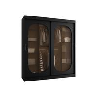 SCHWEBETÜRENSCHRANK Bahrajn 180 mit Schubladen - Silberfarben/Schwarz, Holzwerkstoff/Kunststoff (180/200/62cm) - MIRJAN24