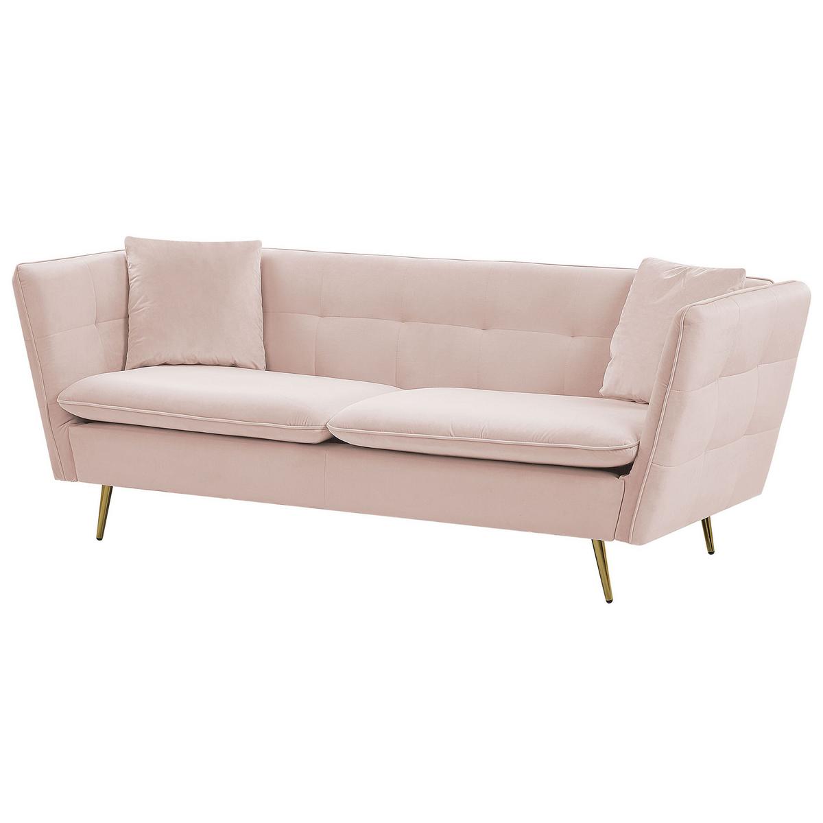 3-SITZER-SOFA Samtstoff Pastellrosa Frederica - Rosa, Textil (200/77/80cm) - Beliani