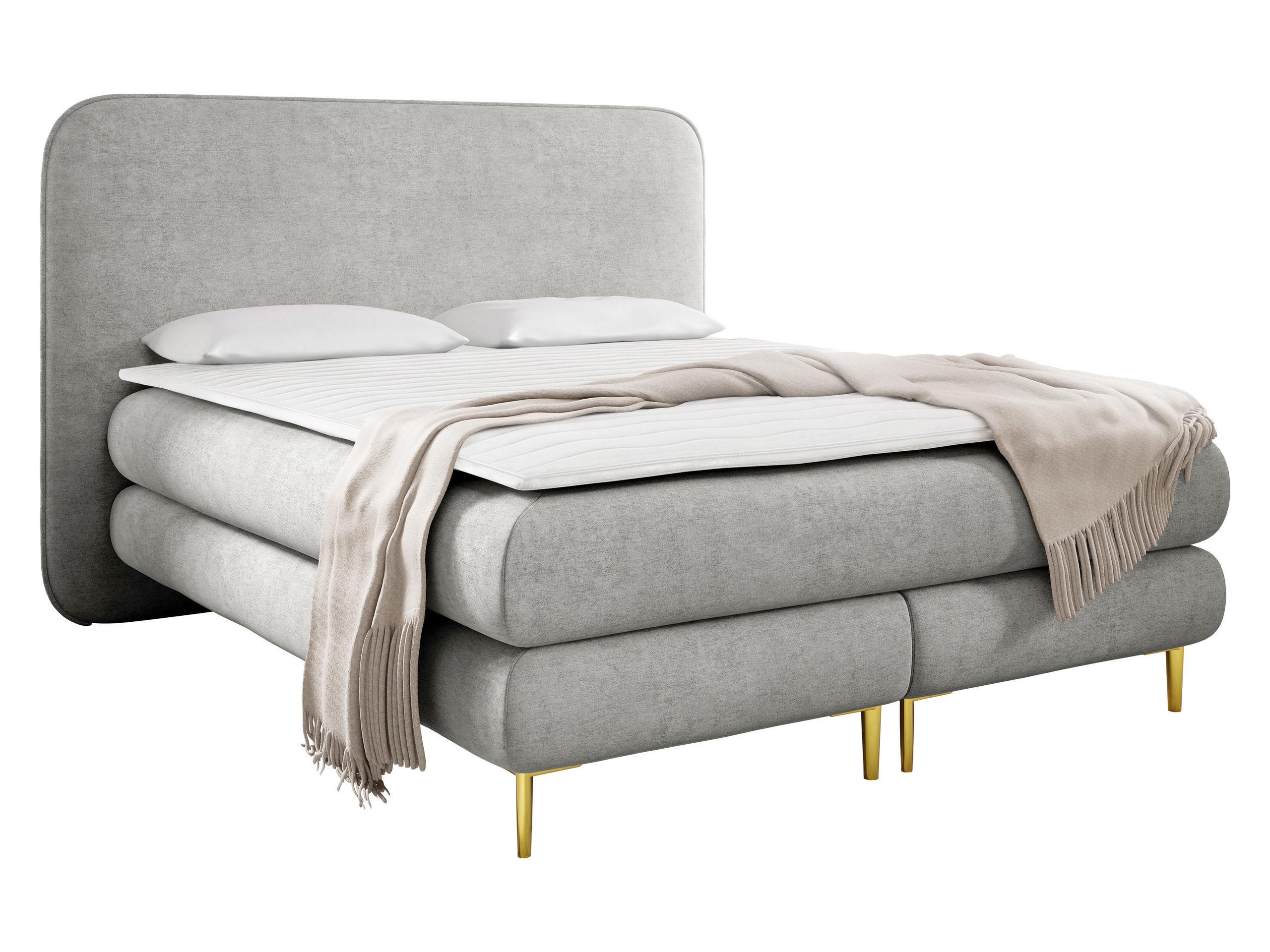BOXBETT Amaretto - H3 - Goldfarben/Hellgrau, Holz/Textil (160/200cm) - MIRJAN24