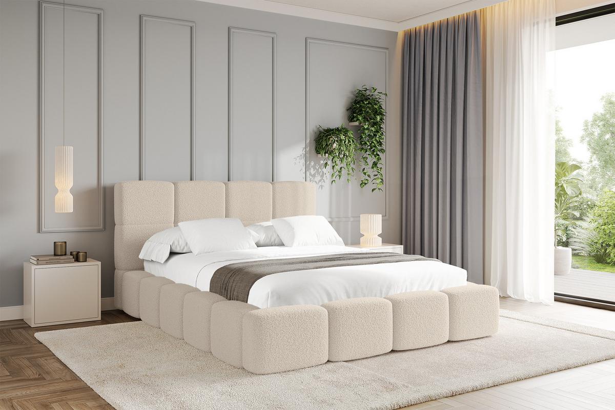 POLSTERBETT mit Bettkasten und Lattenrost mit Kopfteil, Boxbett ohne Matratze, mit Stauraum - NATA 200x200 Dunkelbeige - Hellbraun, Holzwerkstoff/Textil (200/200cm) - ALTDECOR
