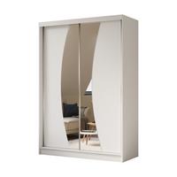KLEIDERSCHRANK mit Spiegel-Schiebetüren und Aluminium-Leisten, LED-Beleuchtung - VOXI - 150 cm Weiß - Weiß, Holzwerkstoff (150/216/61cm) - ALTDECOR