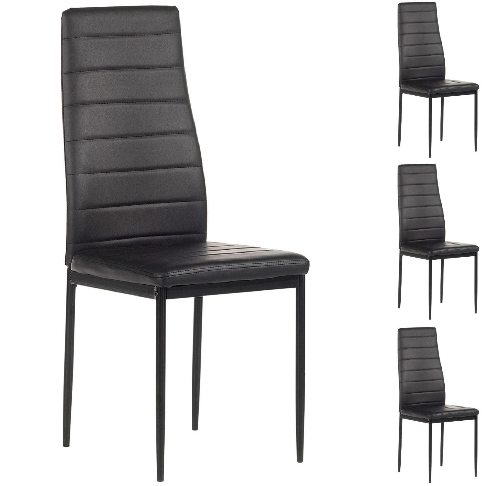 ESSZIMMERSTUHL NATHALIE 4er-Set schwarz/schwarz - Schwarz, Textil/Metall (43/100/50cm) - IDIMEX