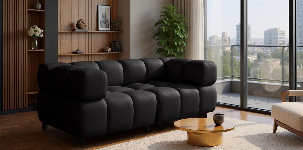 SOFA 2-sitzer Flow - Schwarz, Holzwerkstoff/Textil (192/71/96cm) - Fun Möbel