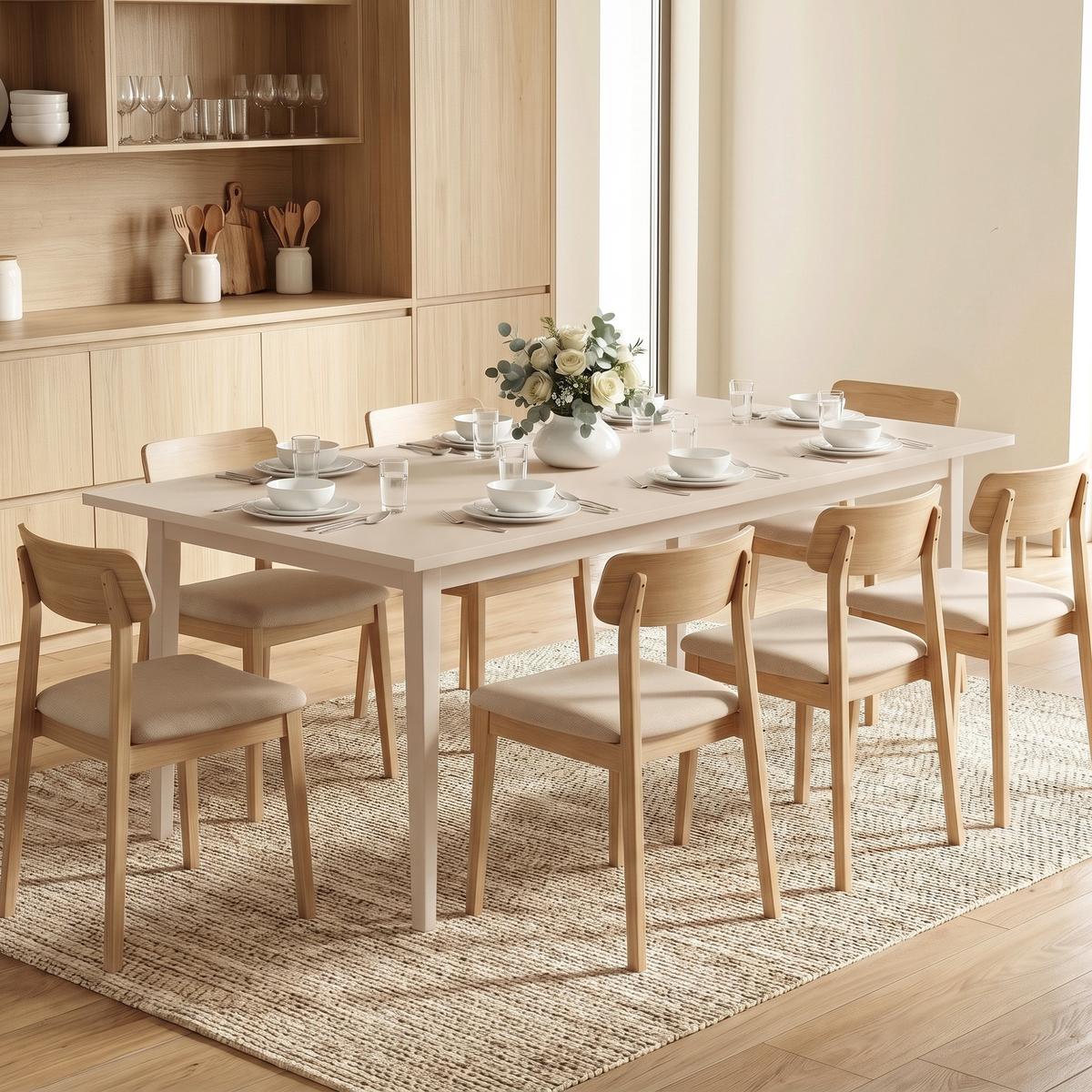 ESSTISCH Spanplatte Cremeweiß - Creme, Holz/Holzwerkstoff (180/90/76cm) - HOMCOM