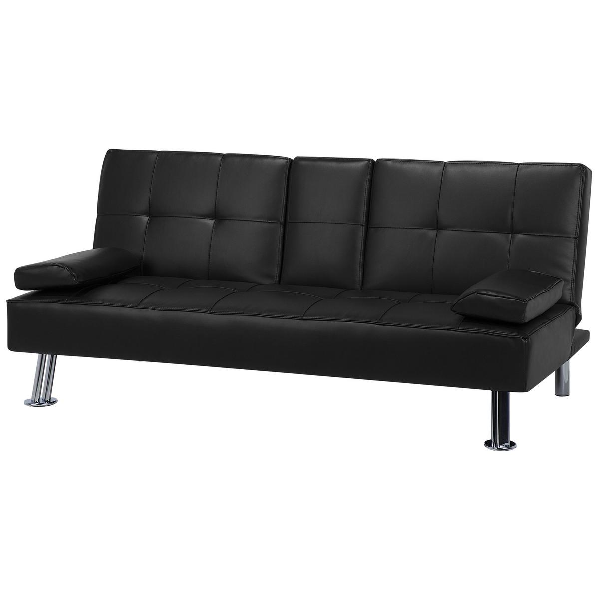 3-SITZER-SCHLAFSOFA Kunstleder Schwarz Roxen - Schwarz, Kunststoff/Textil (168/77/81cm) - Beliani