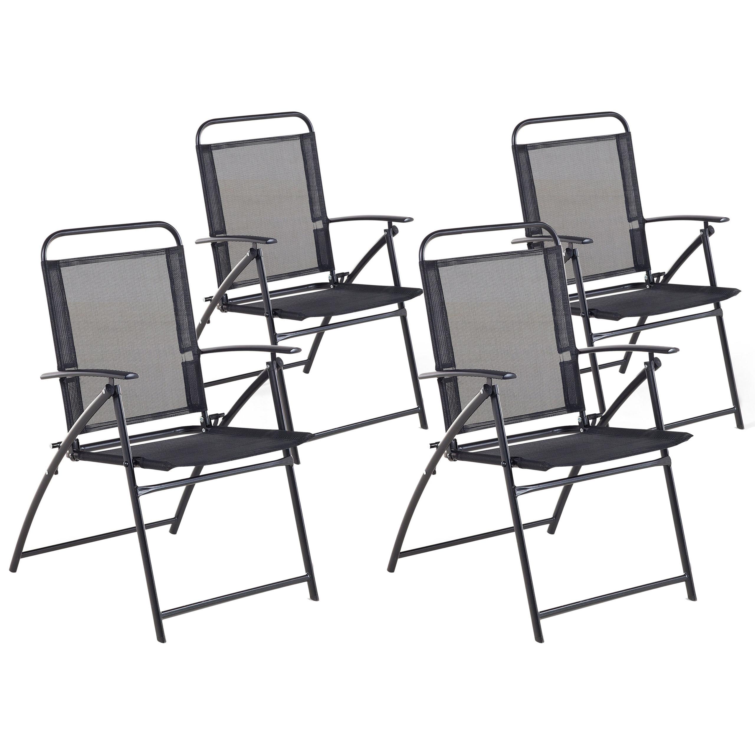 GARTENSTUHL 4er-Set Stahl schwarz Livo - Schwarz, Metall (48/90/66cm) - Beliani