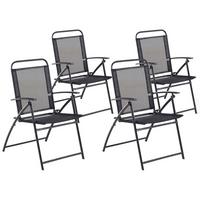 GARTENSTUHL 4er-Set Stahl schwarz Livo - Schwarz, Metall (48/90/66cm) - Beliani