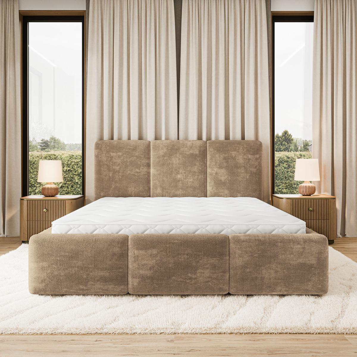 POLSTERBETT MORENA LM 140x200 cm mit Bettkästen - Beige - Beige, Holz (140/200cm) - MASSENO
