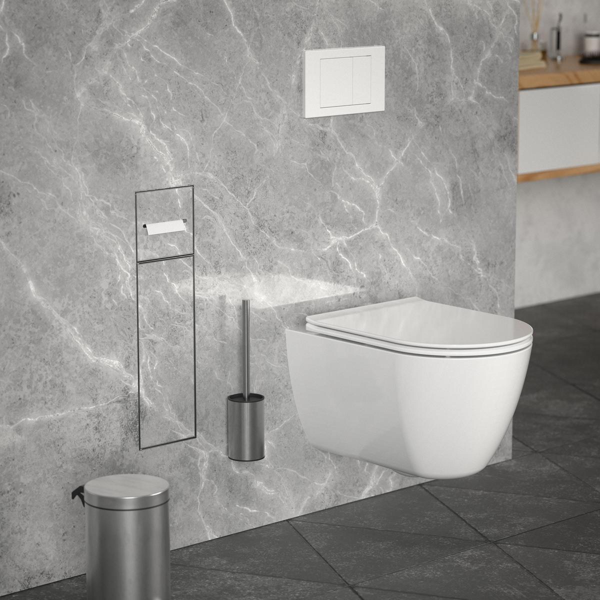 UNTERPUTZ-SCHRANKMODUL WC aus Edelstahl Silber 60x20x14 cm - Silberfarben, Metall (14/60/20cm) - LuxeBath
