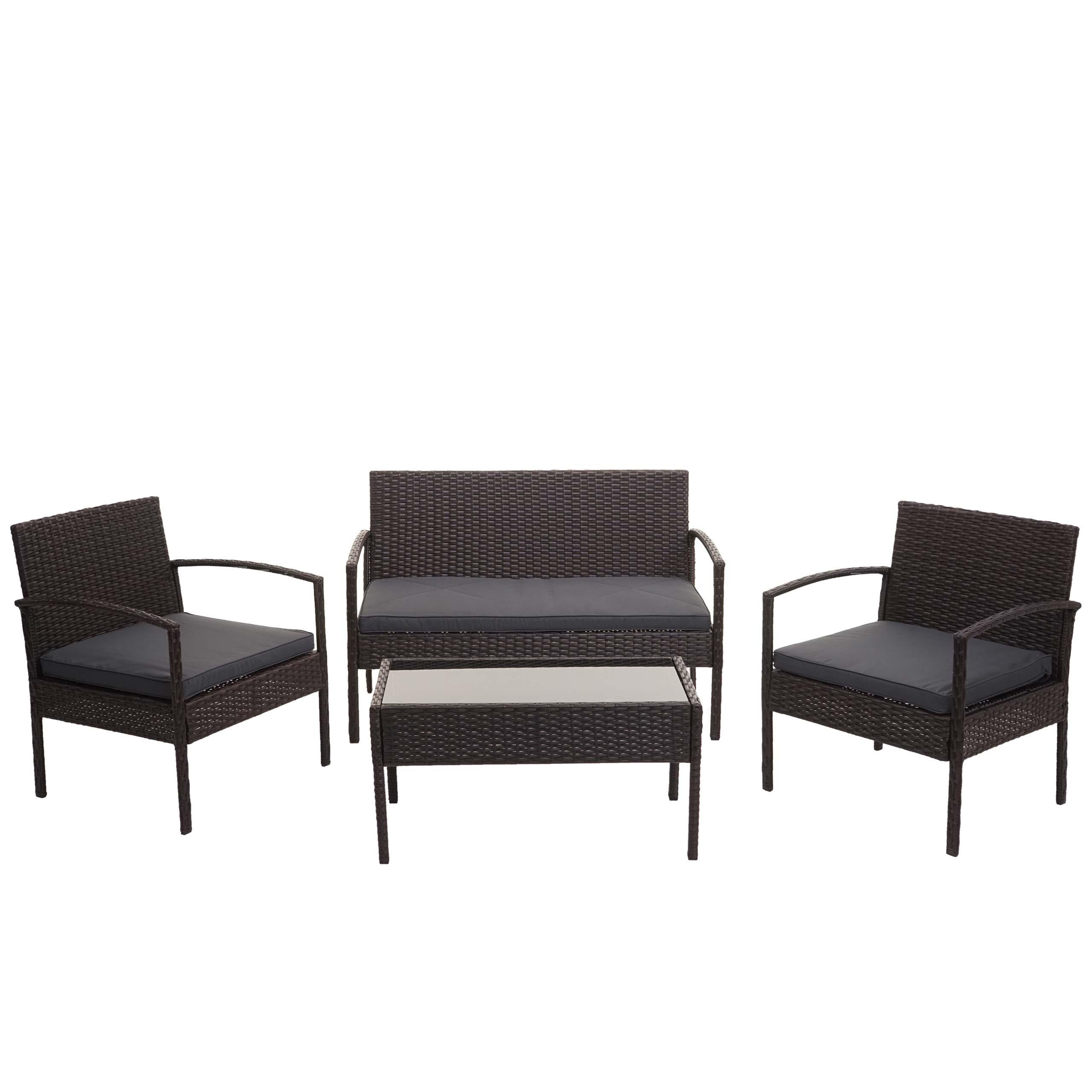 POLY-RATTAN GARNITUR Braun, Anthrazit - Anthrazit/Braun, Kunststoff - MCW