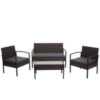 POLY-RATTAN GARNITUR Braun, Anthrazit - Anthrazit/Braun, Kunststoff - MCW