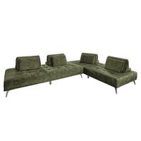 ECKSOFA WIOLO Dunkelgrün Velvet - Dunkelgrün/Silberfarben, Textil/Metall (350/240cm) - KAWOLA