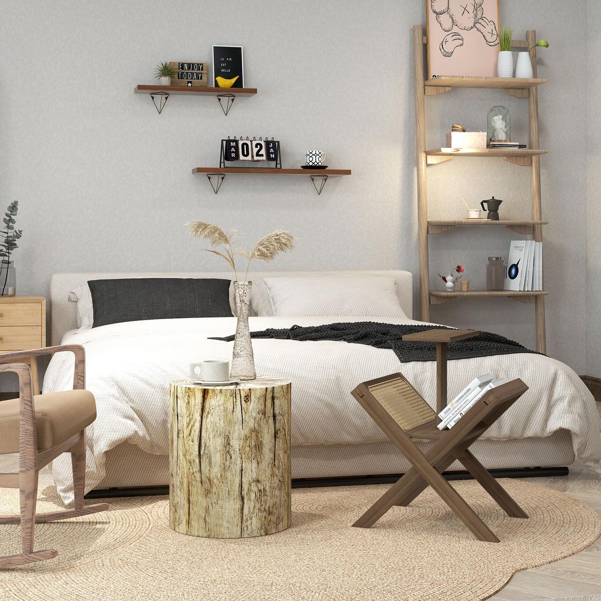 BEISTELLTISCH, Beton, Naturholz - Naturfarben, Kunststoff (37/37/43cm) - HOMCOM