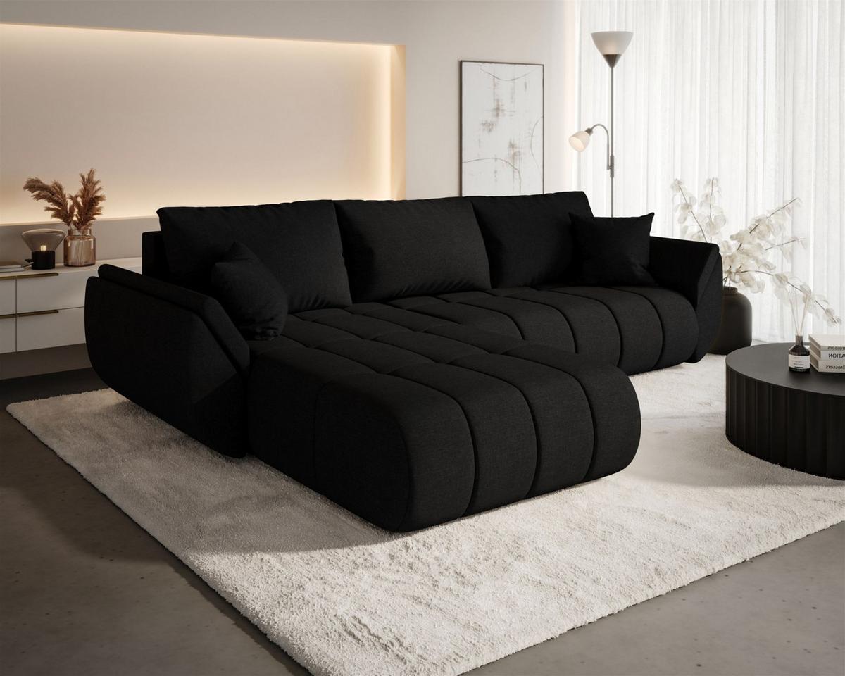 ECKSOFA Misato In Wind - Schwarz, Holzwerkstoff/Textil (175/280cm) - Fun Möbel